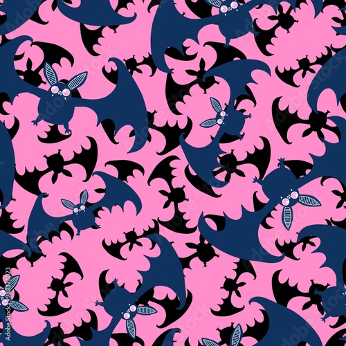 Halloween animals seamless bats vampire pattern for wrapping paper and fabrics