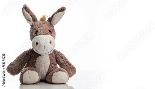 Wallpaper Mural Stuffed animal of a donkey or mule.  cute, adorable, plush, soft, companion friend and night time sleep toy for young boy and girl children.  Isolated on white background with copy space Torontodigital.ca