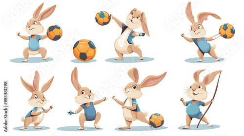 Wallpaper Mural Cartoon bunny rabbit athletes with a soccer ball. Torontodigital.ca