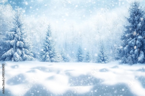 Wallpaper Mural Winter background. Landscapes. Frozen winter forest with snow covered trees. outdoor Torontodigital.ca