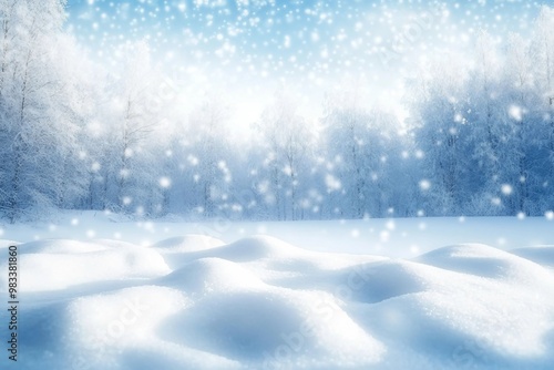 Wallpaper Mural Winter background. Landscapes. Frozen winter forest with snow covered trees. outdoor Torontodigital.ca