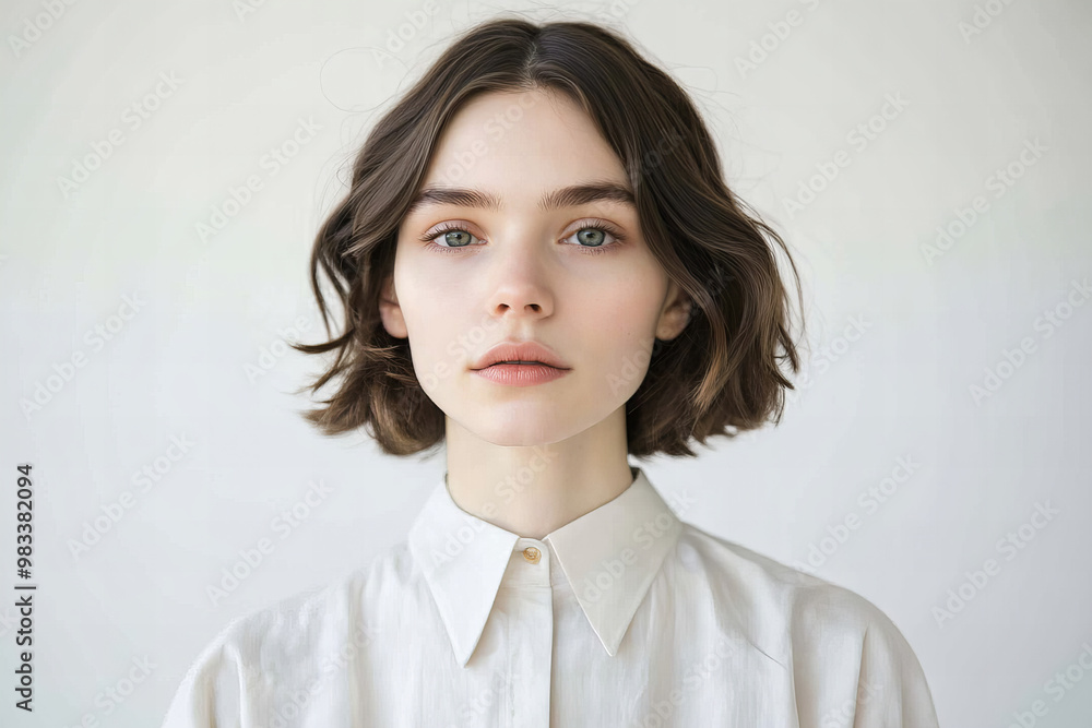 Young Woman in a Modern Portrait – Radiating Confidence and Beauty with a Natural, Polished Look Perfect for Branding, Advertising, and Professional Projects Minimalist Neutral Aesthetics Young Woman in a Modern Portrait – Radiating Confidence and Beauty with a Natural, Polished Look Perfect for Branding, Advertising, and Professional Projects Minimalist Neutral Aesthetics
