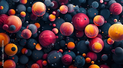 Abstract geometric mural with colorful circles, modern and artistic, textured background