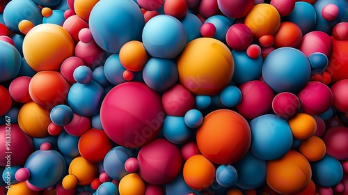 Abstract geometric mural with colorful circles, modern and artistic, textured background