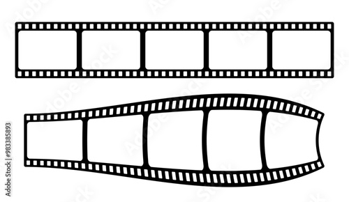 35mm film strip vector design with 5 frames on white background. Black film reel symbol illustration to use for photography, television, cinema, photo frame.