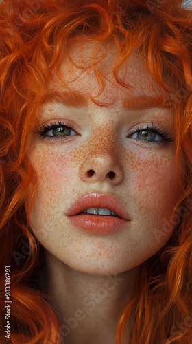 Close-up Portrait of a Woman with Red Hair and Freckles