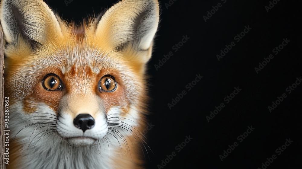 A close up of a fox looking at the camera with its eyes open, AI A close up of a fox looking at the camera with its eyes open, AI