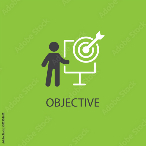 Icon illustration showing a businessman making a presentation about business objectives