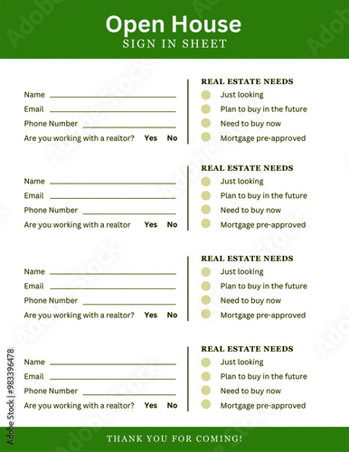 Black and White Simple Real Estate Sign-In Sheet - 1