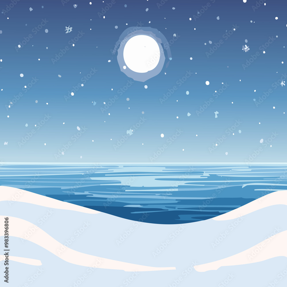 Fototapeta premium 240916_ai_눈-내리는-겨울-밤바다