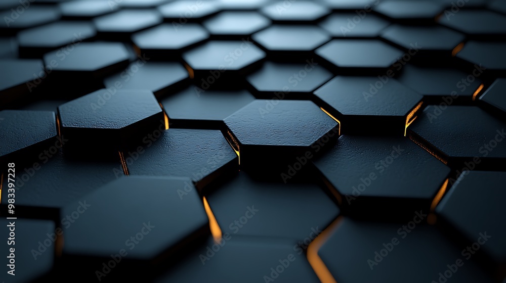 A 3D-rendered background of interlocking hexagons in dark grey and black, with varying heights creating a sense of movement and flow across the surface. The texture is sleek and modern, ideal A 3D-rendered background of interlocking hexagons in dark grey and black, with varying heights creating a sense of movement and flow across the surface. The texture is sleek and modern, ideal