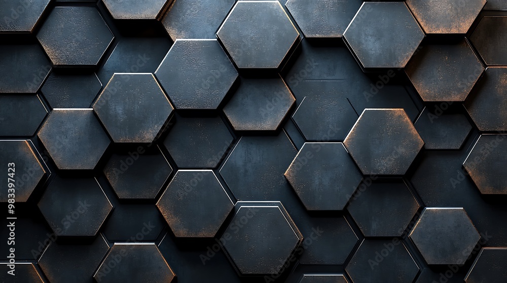 A dark hexagonal grid with subtle variations in grey and black tones, rendered in 3D. The hexagons are slightly raised, creating a textured surface that catches light differently across the A dark hexagonal grid with subtle variations in grey and black tones, rendered in 3D. The hexagons are slightly raised, creating a textured surface that catches light differently across the