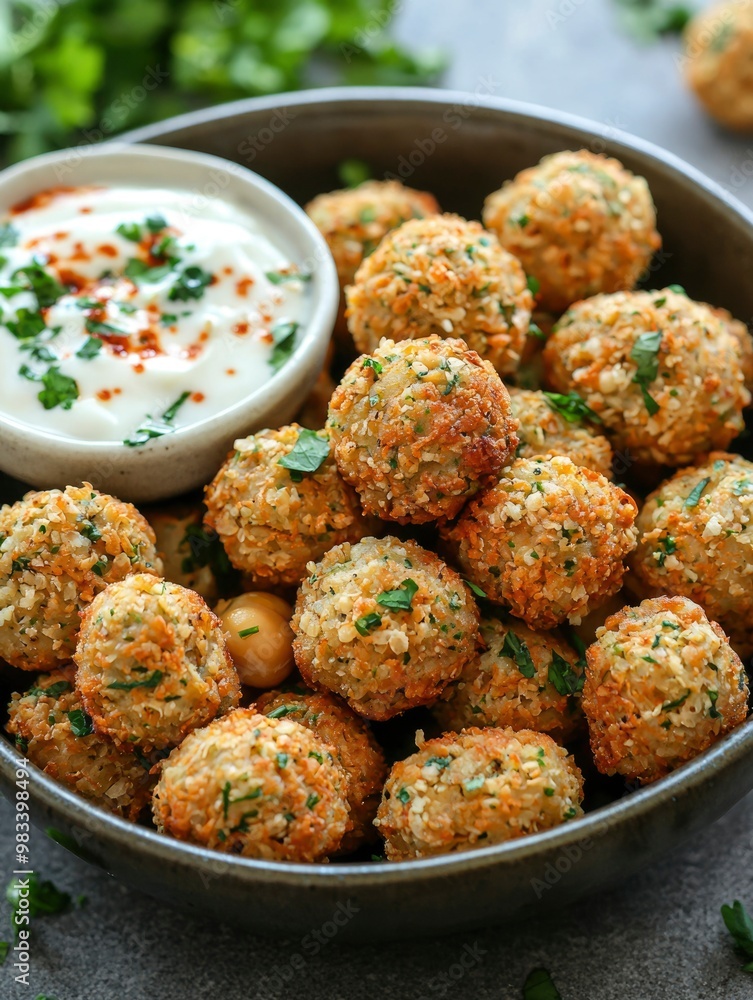 Crispy Fried Chickpea Bites with Creamy Yogurt Dip Crispy Fried Chickpea Bites with Creamy Yogurt Dip