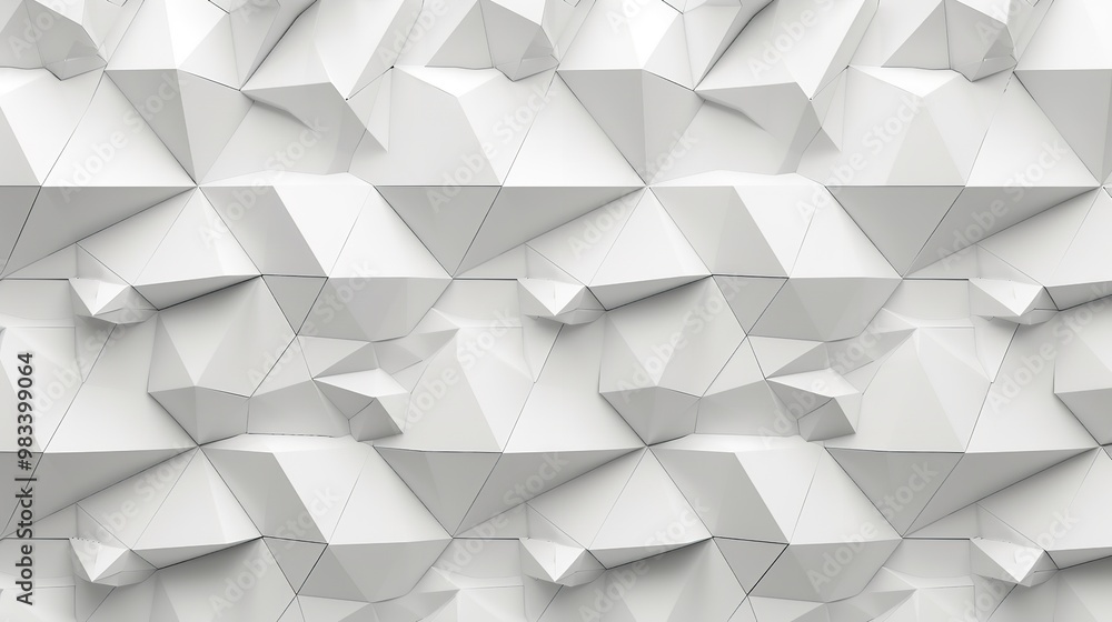 Fototapeta premium A 3D rendering of a white geometric pattern, with geometric shapes and lines.
