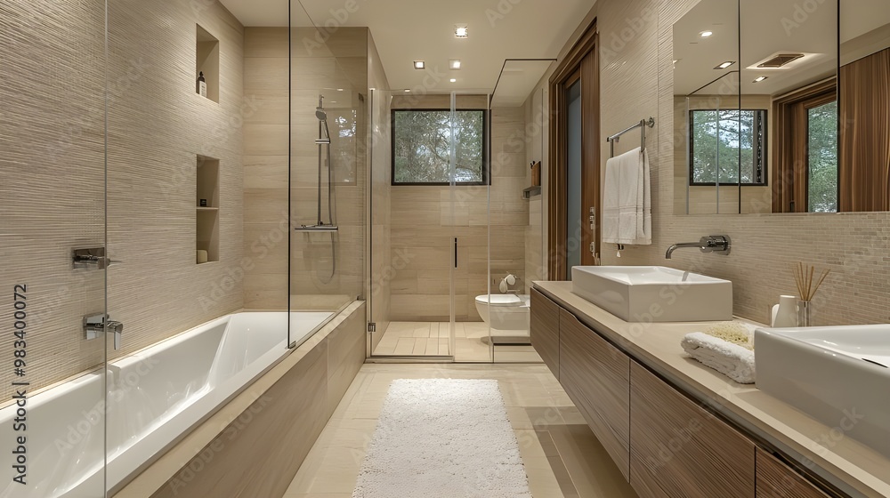 Elegant marble walls with rainfall showerhead and soft ambient lighting in luxury shower Elegant marble walls with rainfall showerhead and soft ambient lighting in luxury shower