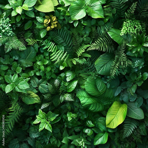 Lively green leaves paired with botanical elements natural background