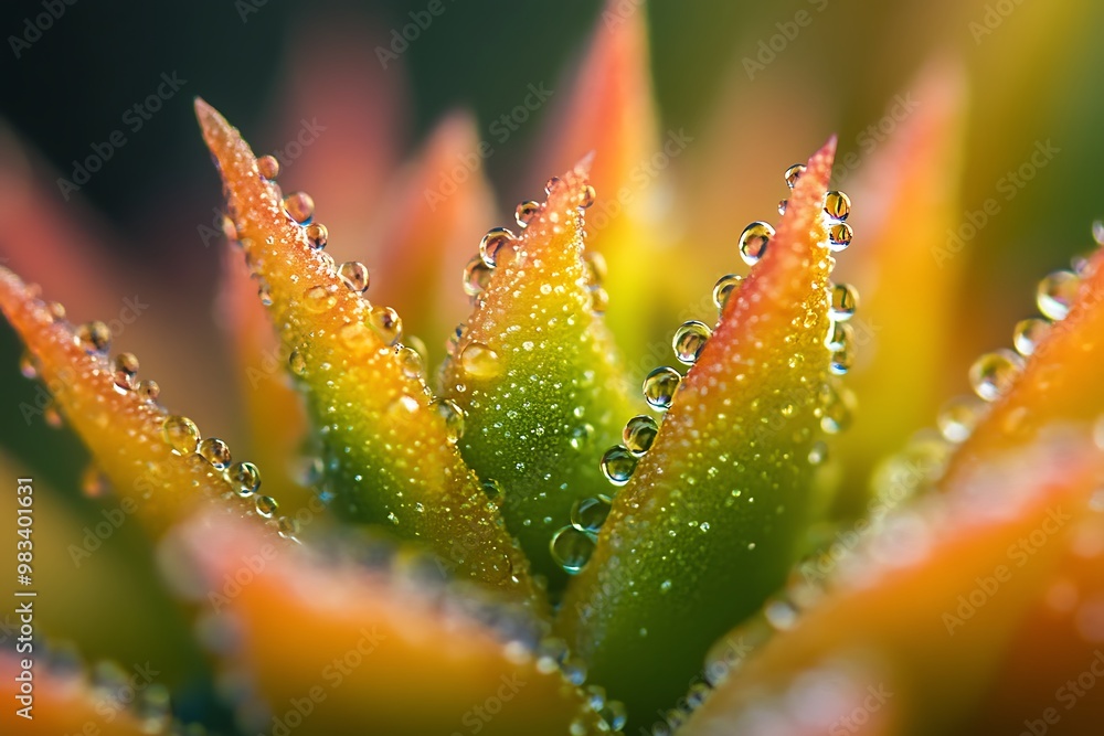 Close up of a succulent plant covered in water droplets Close up of a succulent plant covered in water droplets