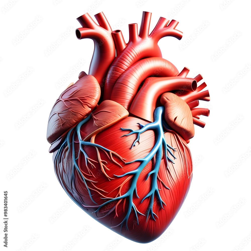 dynamic heart energy captured in a detailed close-up, isolated on white background dynamic heart energy captured in a detailed close-up, isolated on white background