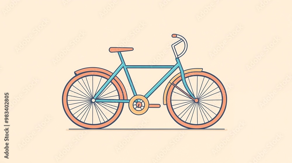 An illustration of a simple bicycle in blue, orange, and yellow. An illustration of a simple bicycle in blue, orange, and yellow.