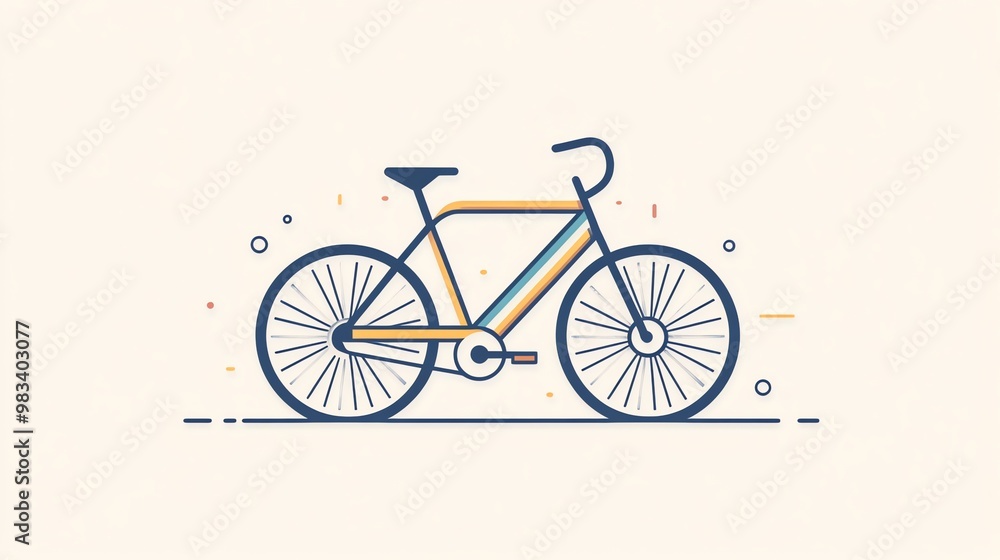 A line art illustration of a bicycle with colored accents. A line art illustration of a bicycle with colored accents.