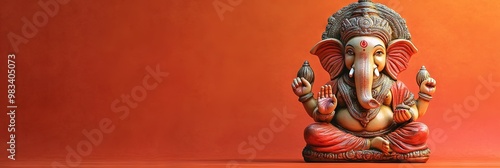 Pancha Ganapati 2024, solid background, copy space photo