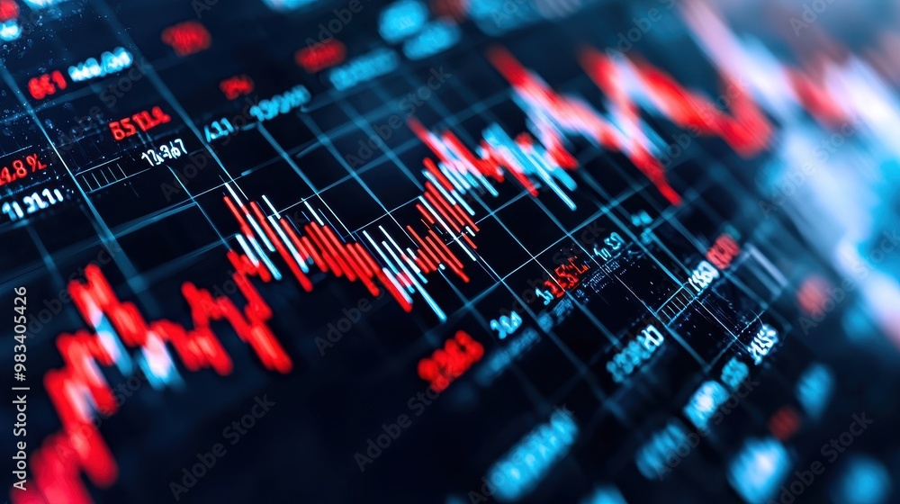 Stock Market Chart with Red and Blue Lines Stock Market Chart with Red and Blue Lines