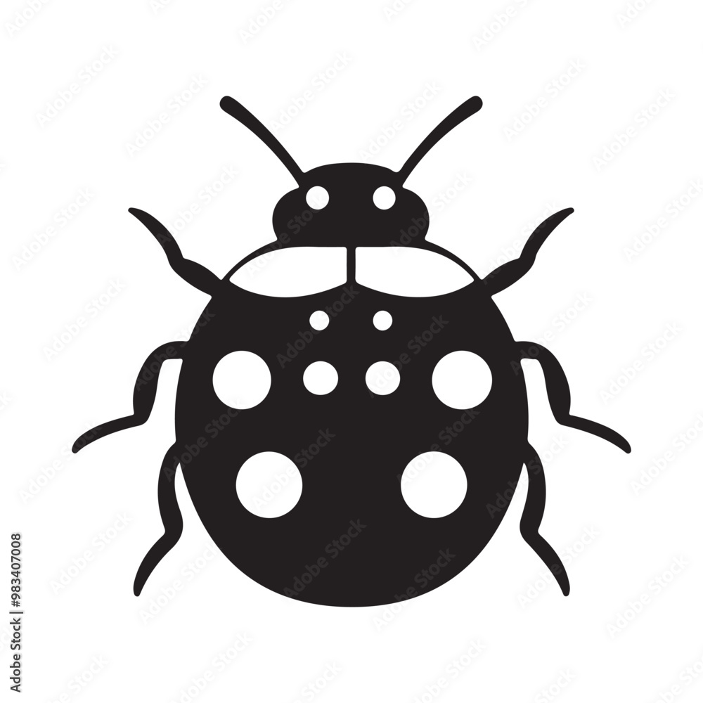 A black vector silhouette of a ladybird insect, Ladybug silhouette vector illustration A black vector silhouette of a ladybird insect, Ladybug silhouette vector illustration