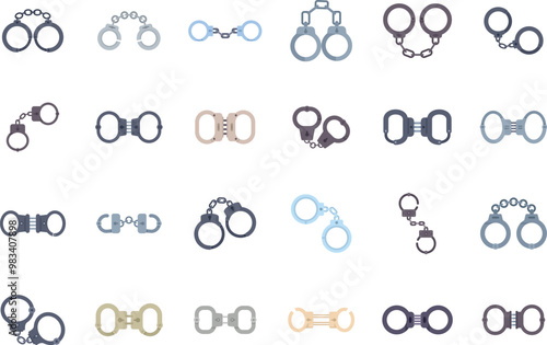 Handcuffs using for arresting criminals limiting freedom, police equipment for detaining criminals