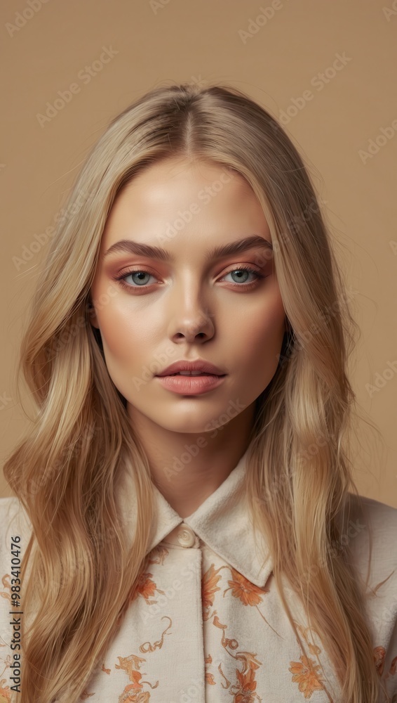 Young Blonde Woman with Smoky Eyeshadow and Chiffon Top Young Blonde Woman with Smoky Eyeshadow and Chiffon Top