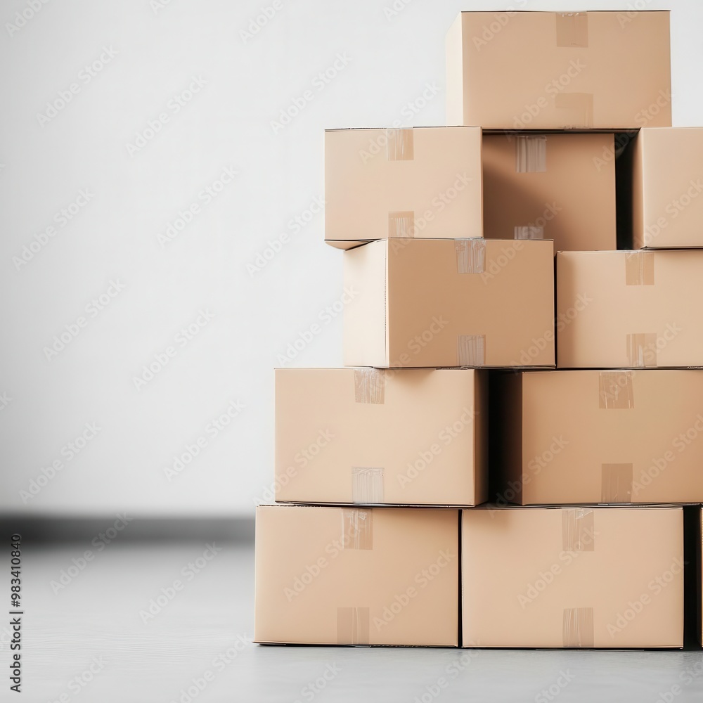Stacks of boxed products prepared for Black Friday deliveries copy space - Logistics and fulfillment efficiency - realistic - Multilayer - Distribution center backdrop Stacks of boxed products prepared for Black Friday deliveries copy space - Logistics and fulfillment efficiency - realistic - Multilayer - Distribution center backdrop