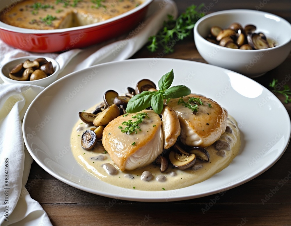 Oven-Baked Chicken Breast in Creamy Mushroom Sauce Oven-Baked Chicken Breast in Creamy Mushroom Sauce