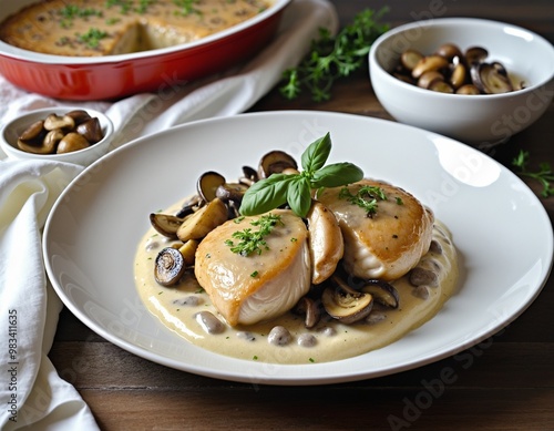 Oven-Baked Chicken Breast in Creamy Mushroom Sauce