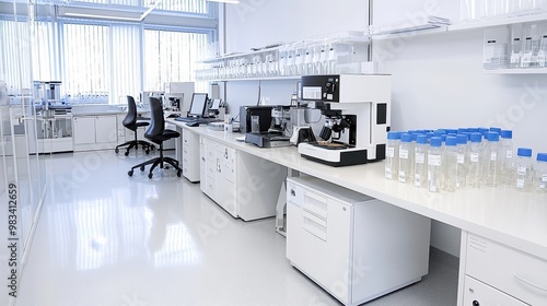 Modern Laboratory Interior with Equipment and Chemicals