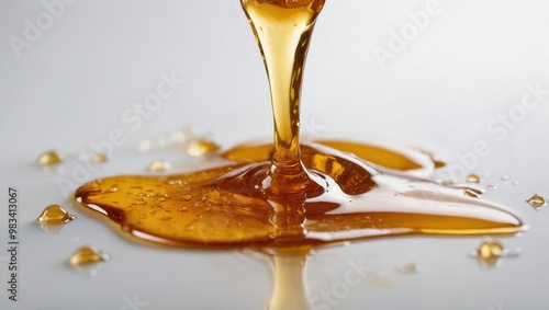 Honey Dripping From a Spoon in a Golden Stream