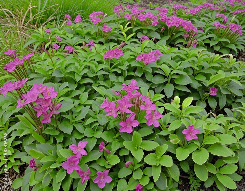 Lush Ground Cover with Pink Flowers Lush Ground Cover with Pink Flowers