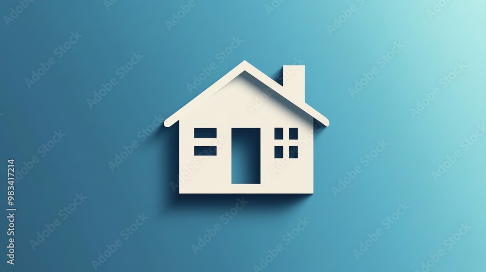 Simple white house icon on a blue background. Simple white house icon on a blue background.