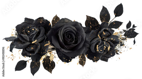 Fototapeta Naklejka Na Ścianę i Meble -  PNG Elegant black rose floral arrangement