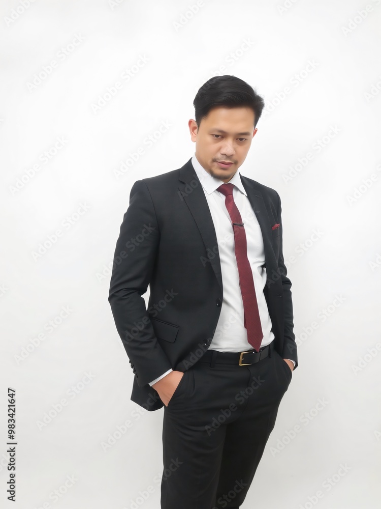 man wear suit standing up