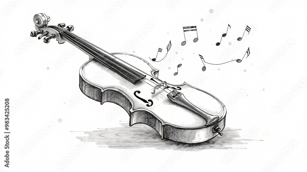 Obraz premium violin simple minimalist illustration