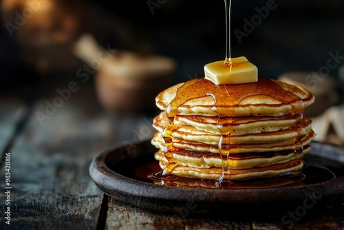 Wallpaper Mural Stack of Pancakes Drizzled with Syrup and Topped with Butter Torontodigital.ca