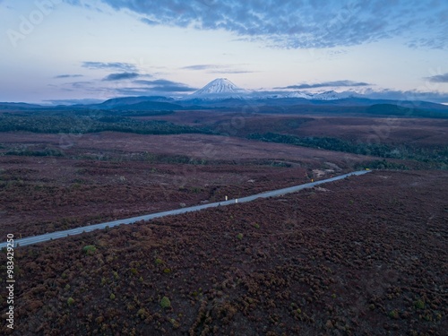 Mt Ngauruhoe at sunrise in the Tongariro National park, Turangi, Manawatu-Wanganui, New Zealand. photo