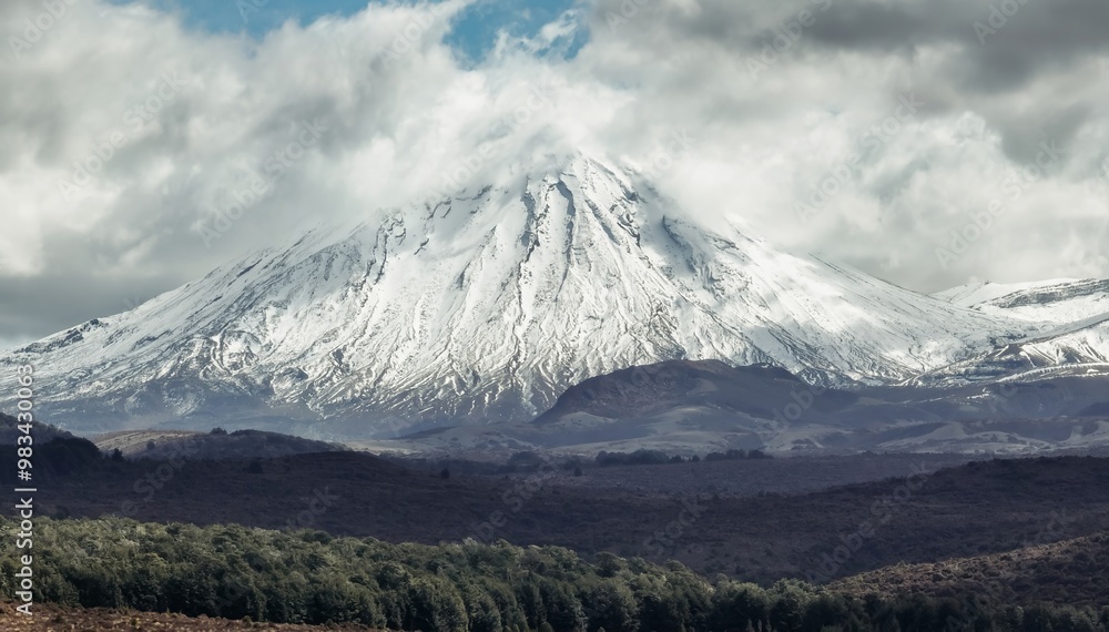 Fototapeta premium Mt Ngauruhoe in Tongariro Park. Turangi, Waikato, New Zealand.