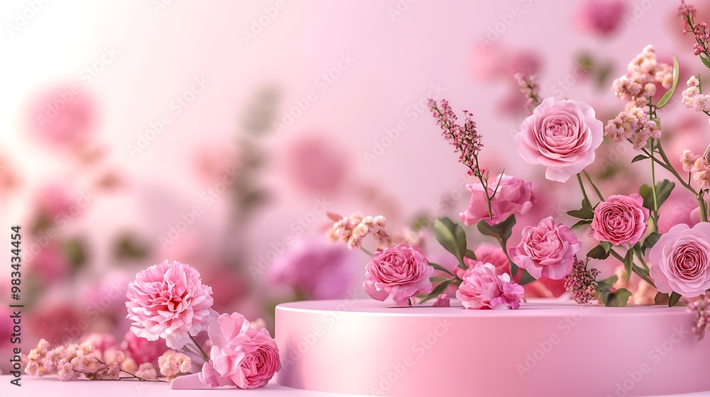 A beautiful arrangement of pink flowers on a soft background, creating a serene atmosphere. A beautiful arrangement of pink flowers on a soft background, creating a serene atmosphere.