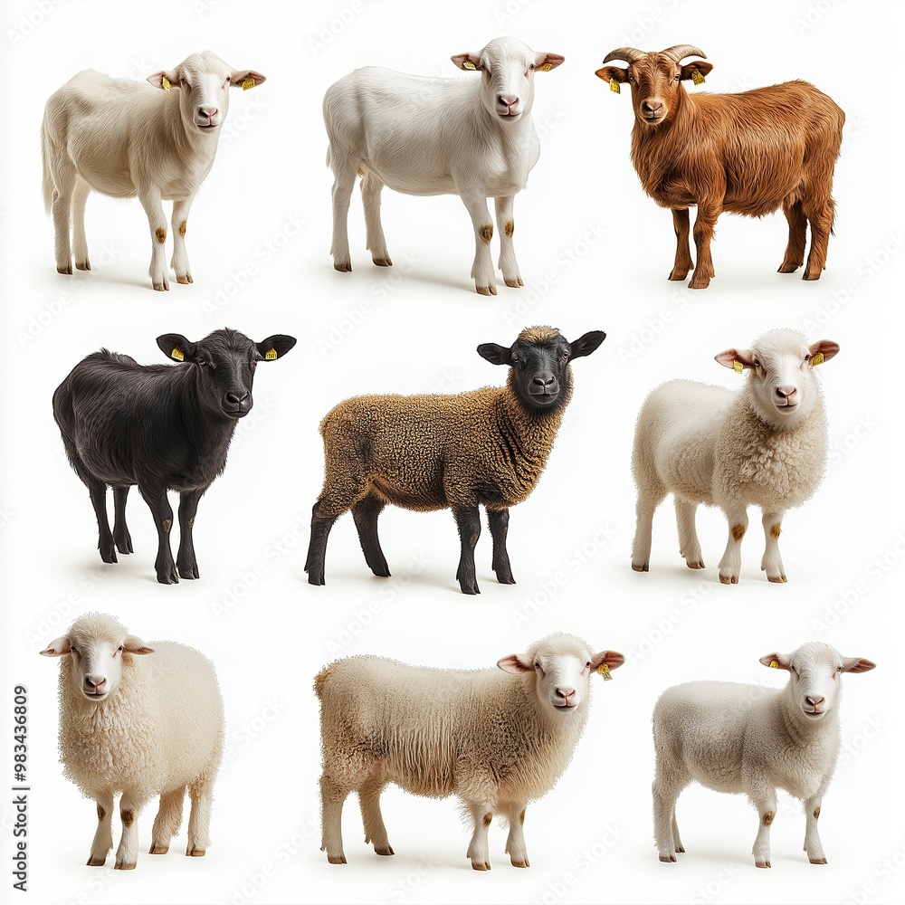 Wildlife mammals animals livestock on a white background Wildlife mammals animals livestock on a white background
