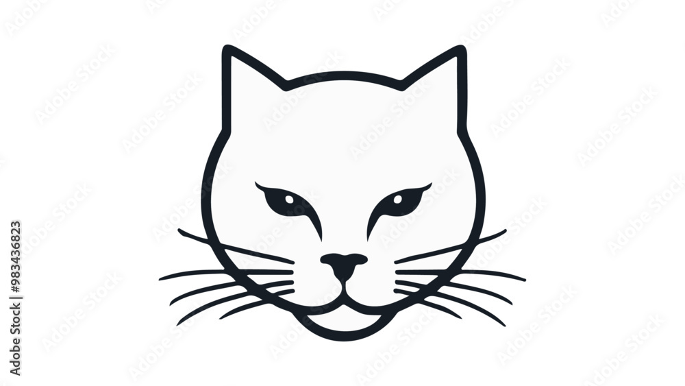 outline of a cat face illustration outline of a cat face illustration