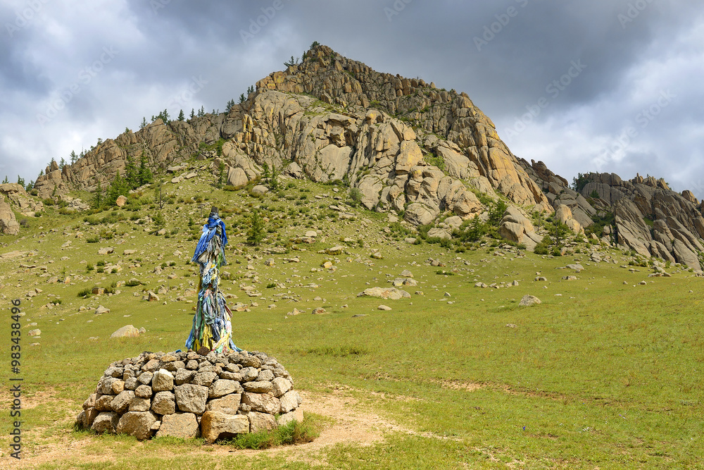 Mountain landscape view in Gorkhi Terelj National Park, Mongolia