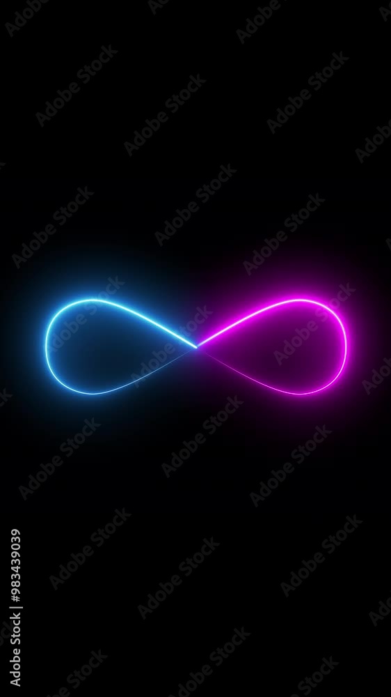 neon vertical background of neon infinity sign, moving blue and pink glowing lines, 4K vertical animated seamless loop template for social network neon vertical background of neon infinity sign, moving blue and pink glowing lines, 4K vertical animated seamless loop template for social network