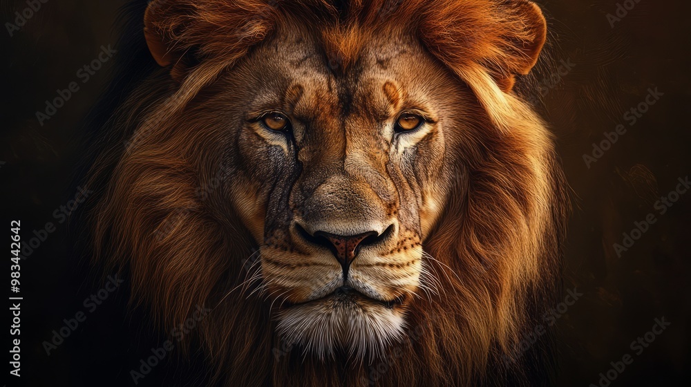 Majestic Lion Portrait with Intense Expression Majestic Lion Portrait with Intense Expression