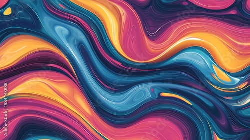 Abstract background with vibrant swirling colors in blue, yellow, pink and purple.