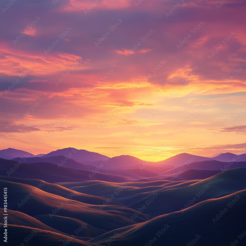 Serene Sunset Over Rolling Mountains Serene Sunset Over Rolling Mountains
